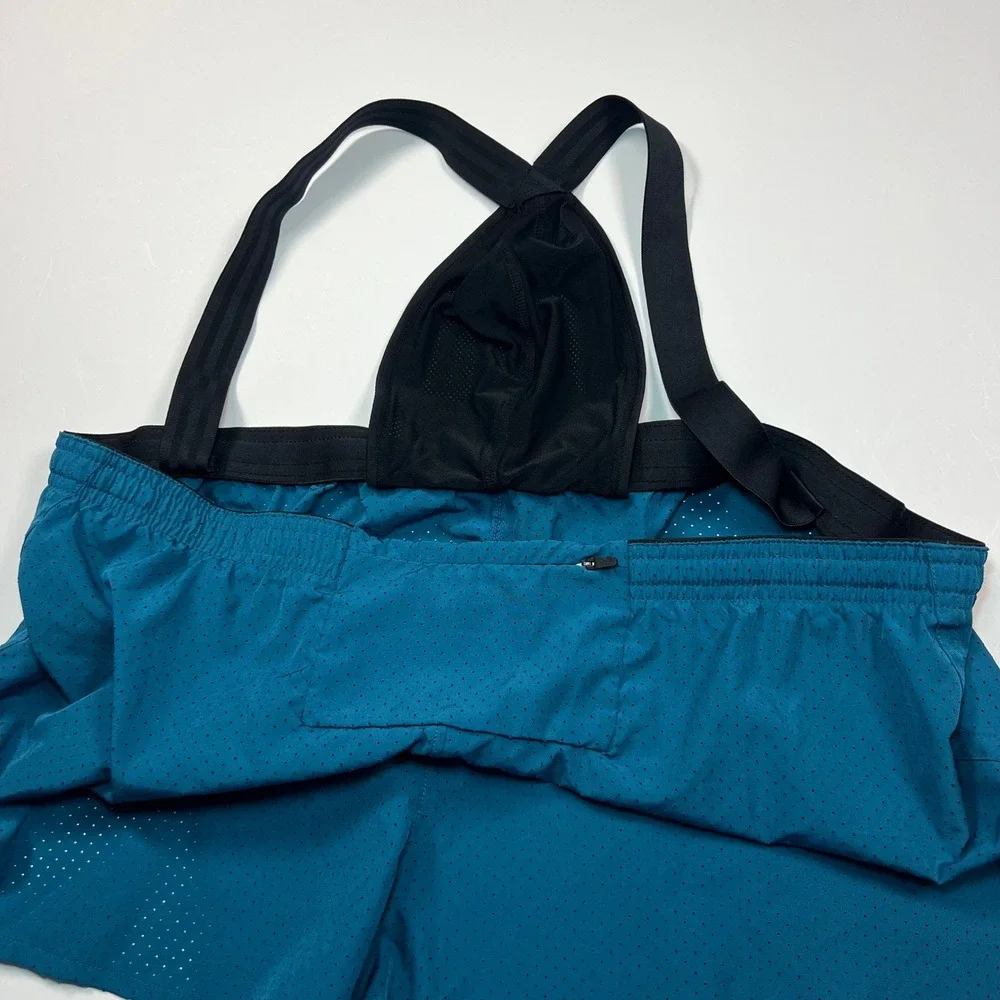 Awry Men's Running Shorts XL Teal Perforated Split Leg Liner Zip Pocket Gym